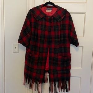 VNTG Pendleton Cape Flannel Jacket with Fringe
